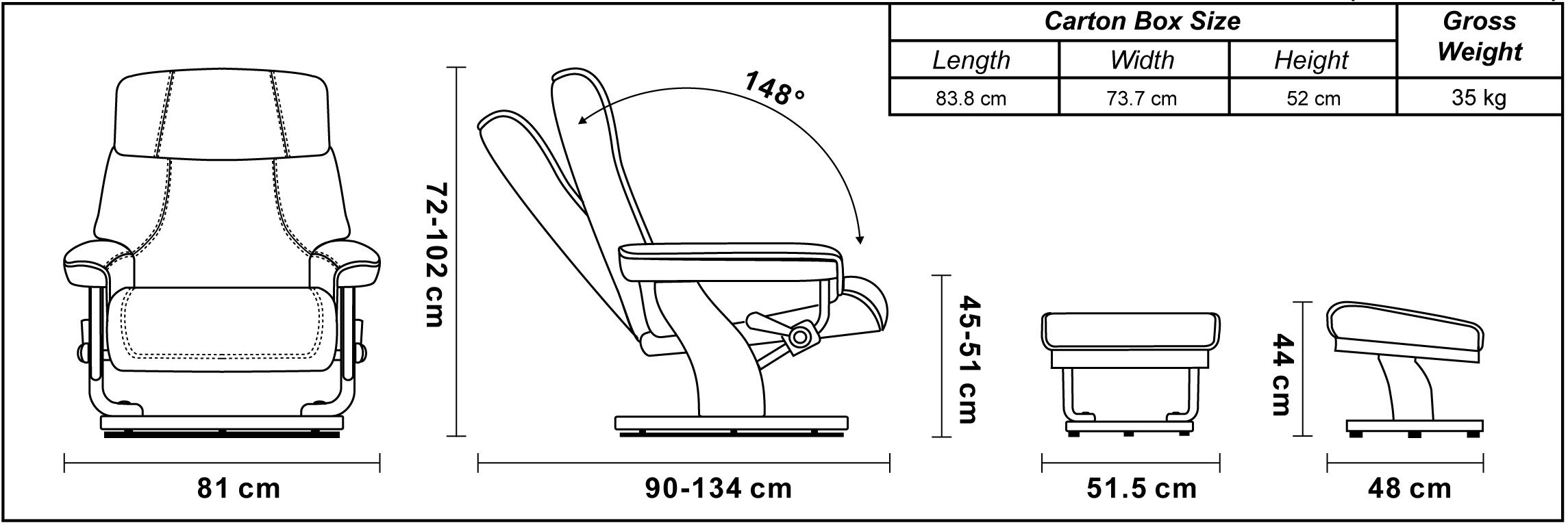 Fauteuil de Relaxation Manuel - Cuir et Microstar - MINORQUE
