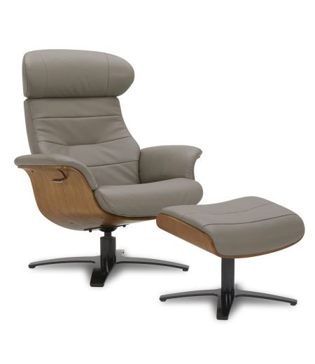 Sillón de cuero y madera de roble natural - Véga