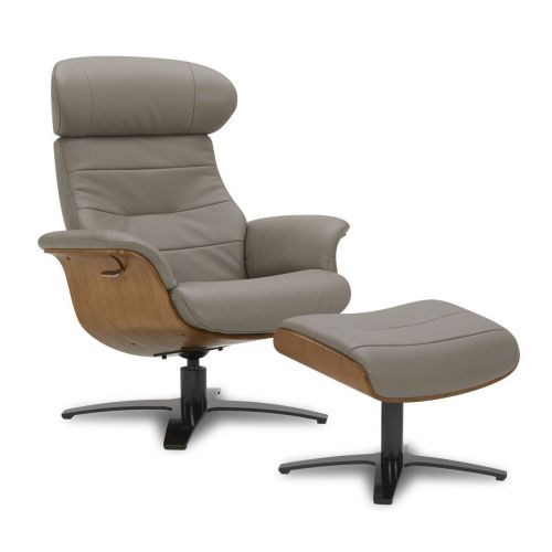 Sillón de cuero y madera de roble natural - Véga