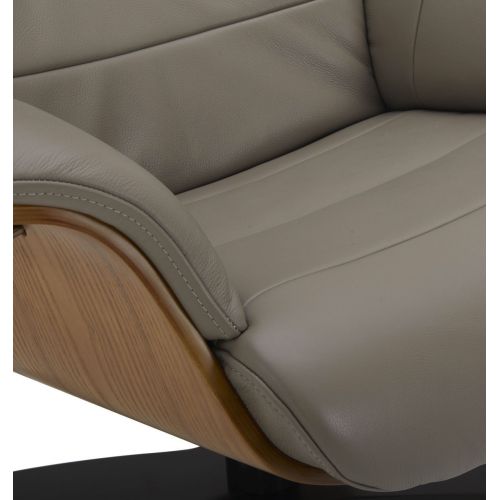 Sillón de cuero y madera de roble natural - Véga