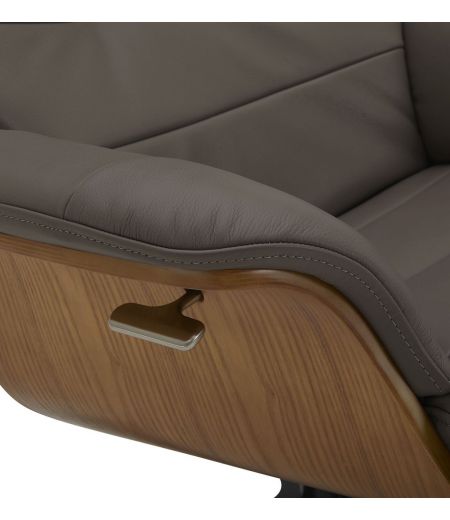 Sillón de cuero y madera de roble natural - Véga