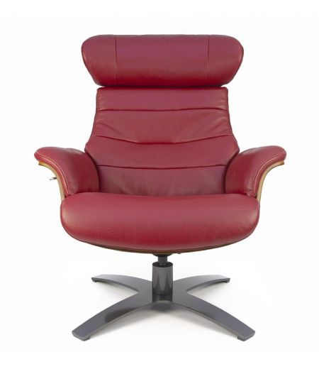 Fauteuil en cuir et bois chêne naturel - Véga