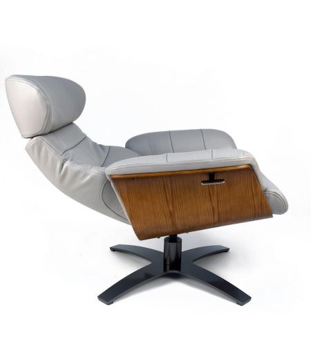 Sillón de cuero y madera de roble natural - Véga