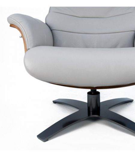 Sillón de cuero y madera de roble natural - Véga