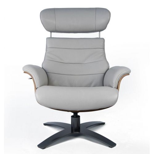 Sillón de cuero y madera de roble natural - Véga