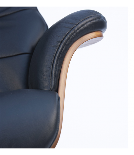 Sillón de cuero y madera de roble natural - Véga