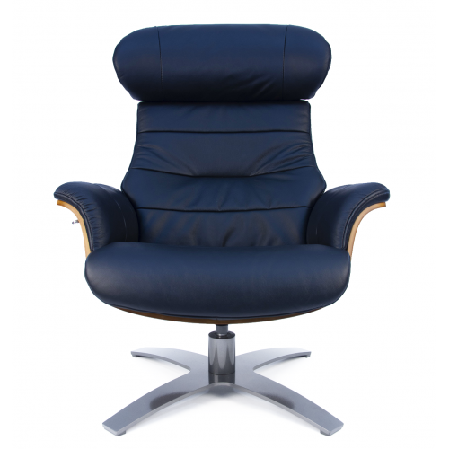 Sillón de cuero y madera de roble natural - Véga