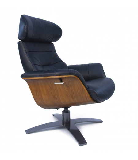 Fauteuil en cuir et bois chêne naturel - Véga