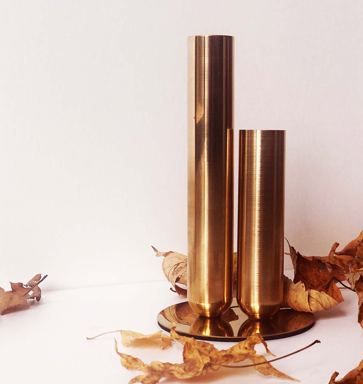 Pareja de "Soliflores" en Latón o Metal Lacado