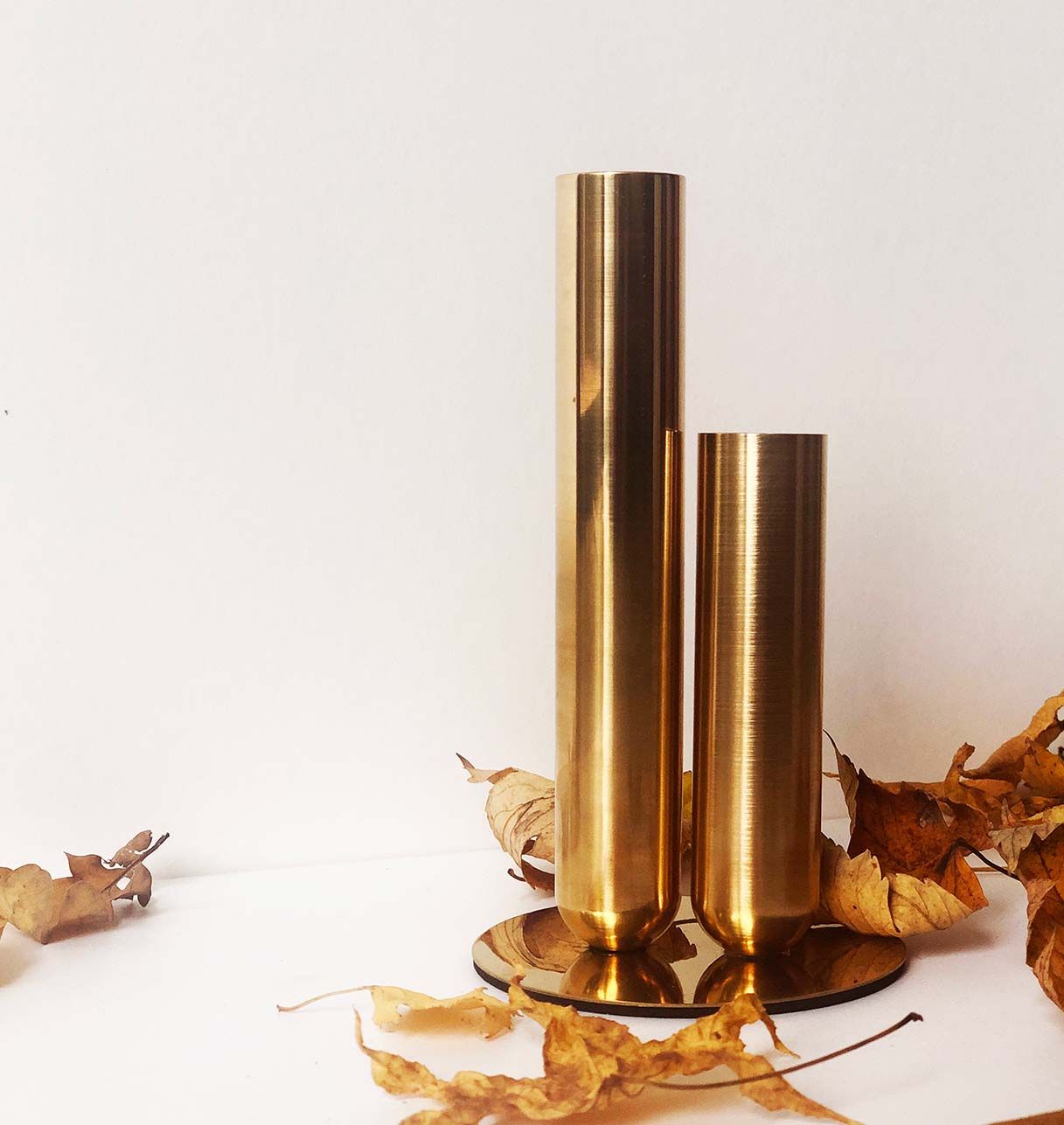 Couple de Soliflores en Laiton ou Métal laqué