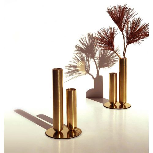 Couple de Soliflores  en Laiton ou Métal laqué