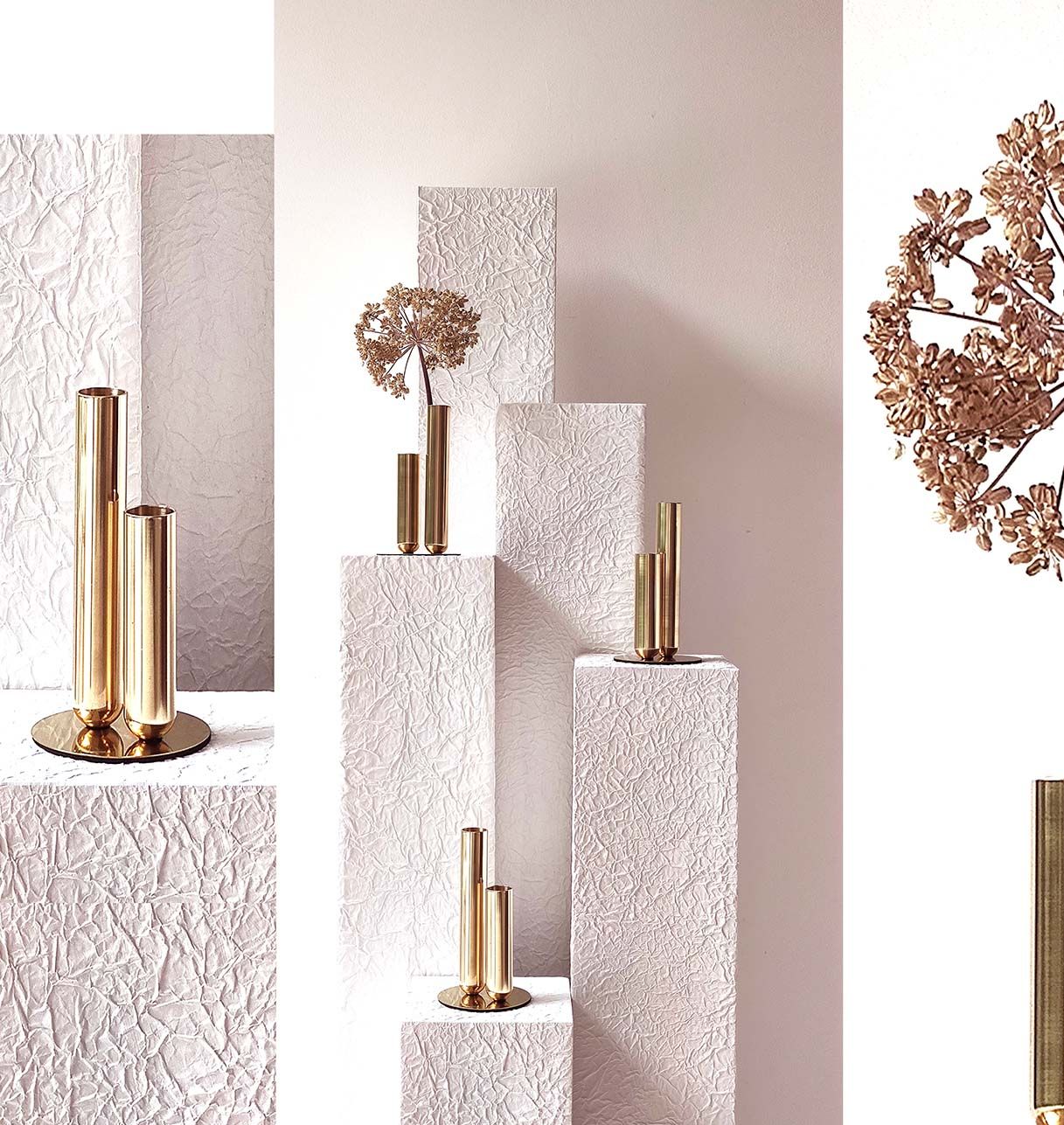 Couple de Soliflores en Laiton ou Métal laqué