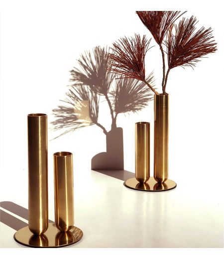 Pareja de "Soliflores" en Latón o Metal Lacado