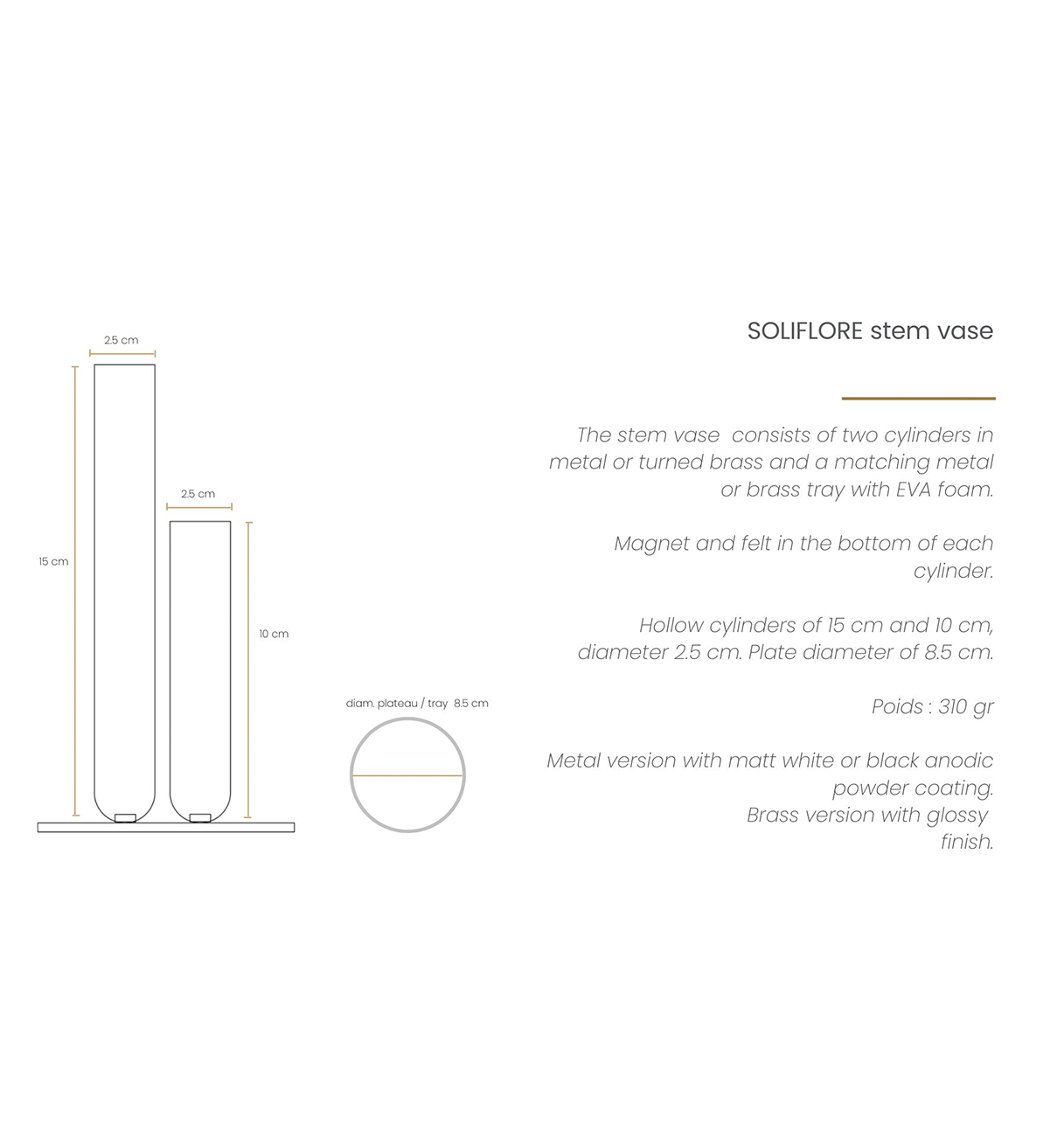 Pareja de "Soliflores" en Latón o Metal Lacado