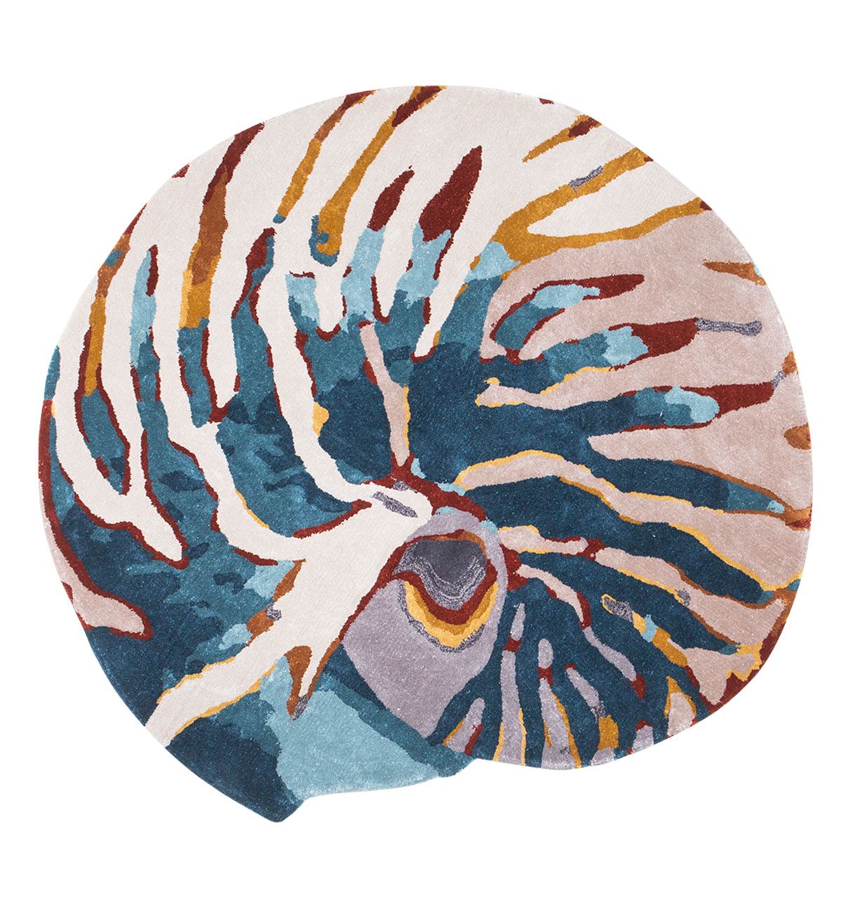 Tapis Rond Bleu, Beige et Orangé - Rainbow