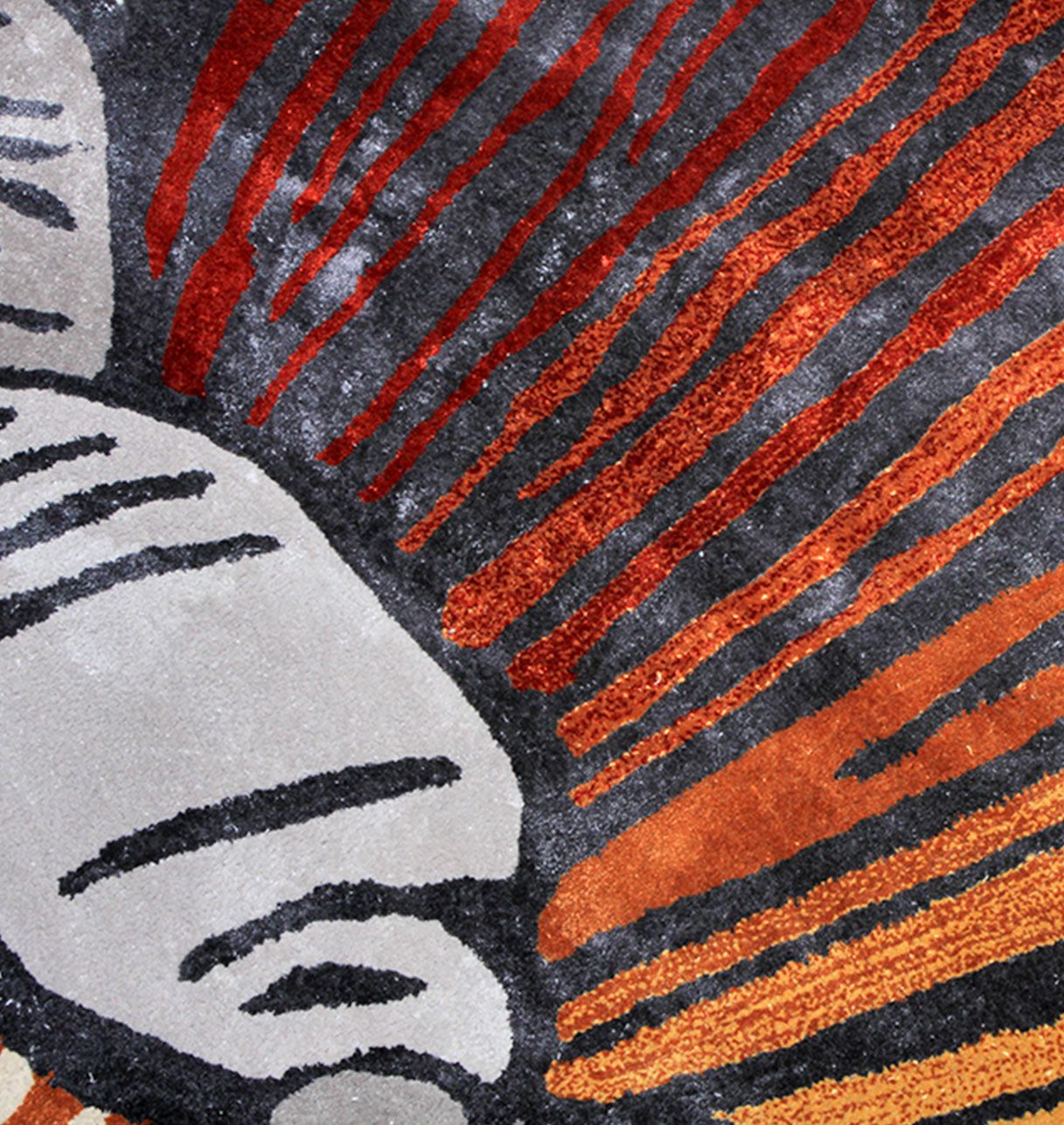 Tapis Rond Rouge, Orange et Gris - Essentiel