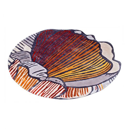 Tapis Rond Rouge, Orange et Gris - Essentiel