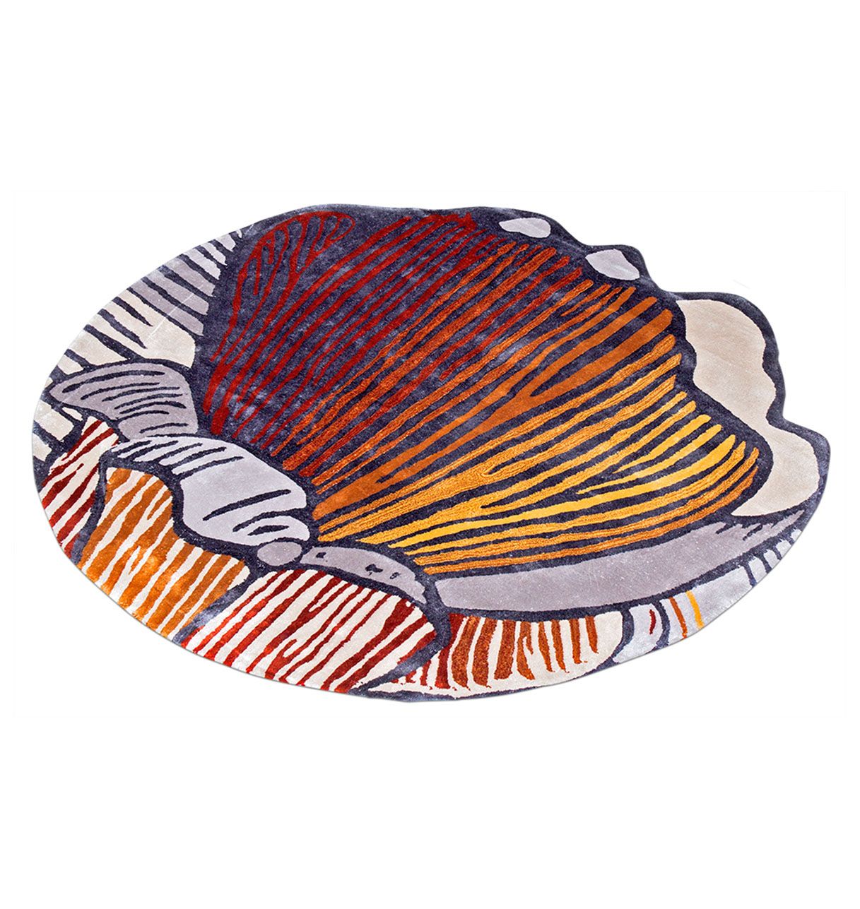 Tapis Rond Rouge, Orange et Gris - Essentiel