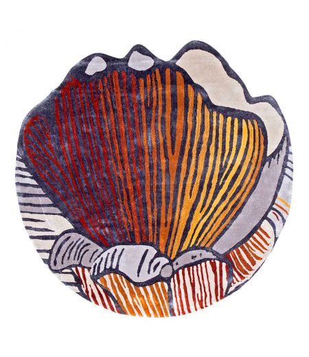 Tapis Rond Rouge, Orange et Gris - Essentiel