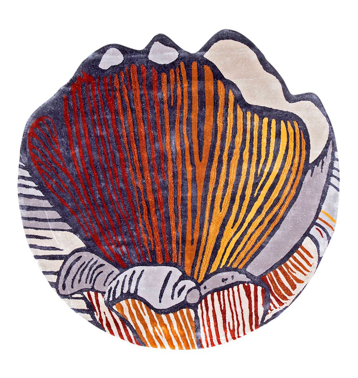 Red, Orange and Gray Round Carpet - Essentiel