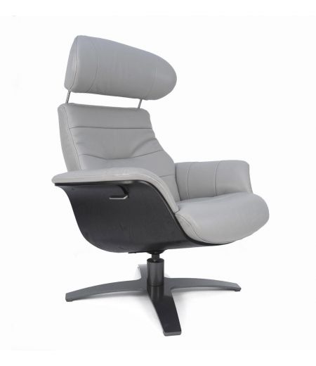 Fauteuil en cuir et bois noir - Véga