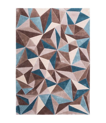 Rectangular Rug with Geometric Patterns - Celeste - Brown