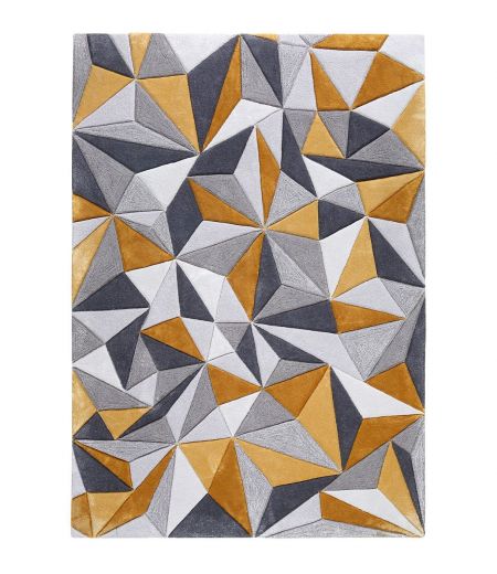 Rectangular Rug with Geometric Patterns - Celeste - Yellow