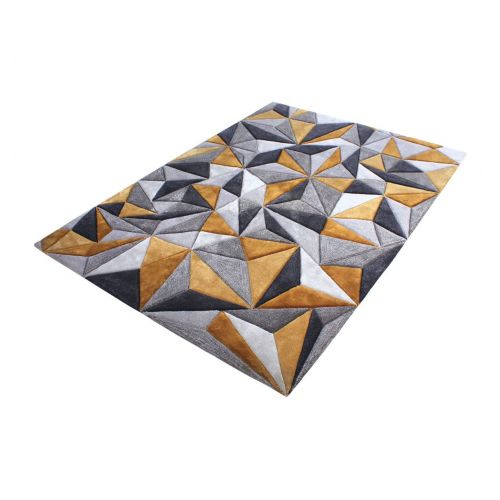 Alfombra rectangular de lana y viscosa - Celeste