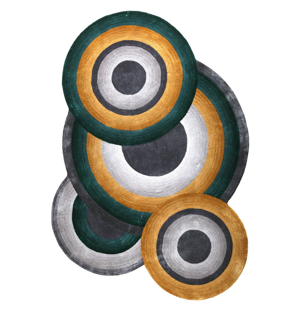 Tapis à motifs ronds Vert Canard, Topaze et Gris - Prelude