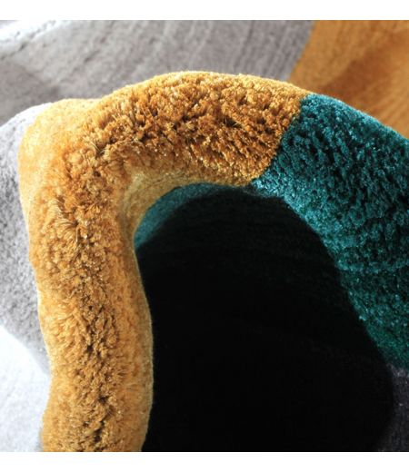 Tapis à motifs ronds Vert Canard, Topaze et Gris - Prelude