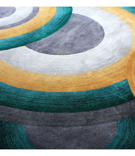 Tapis à motifs ronds Vert Canard, Topaze et Gris - Prelude