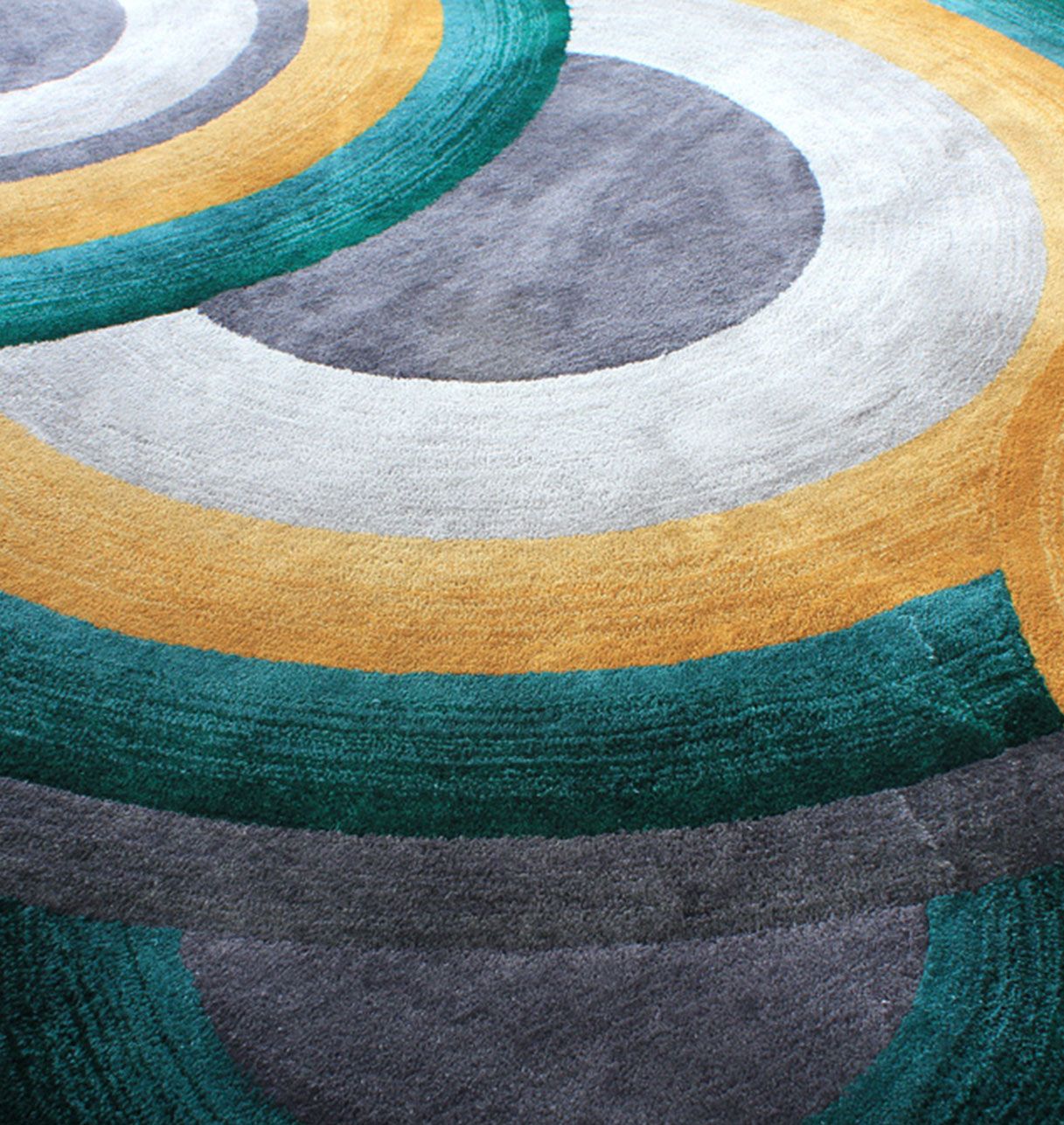 Tapis à motifs ronds Vert Canard, Topaze et Gris - Prelude