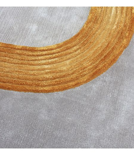 Tapis de Salon Ovale Gris, Jaune et Bleu - Eclat