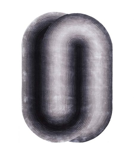 Gradient Black and Gray Oval Rug - Pure
