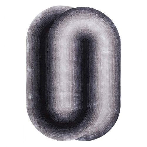 Tapis Ovale Noir et Gris Dégradés - Pure