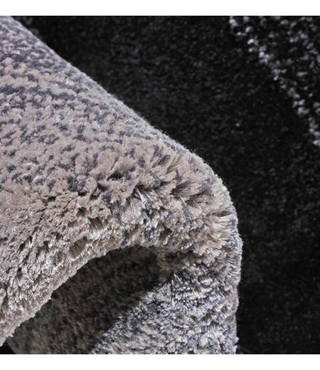 Tapis Ovale Noir et Gris Dégradés - Pure