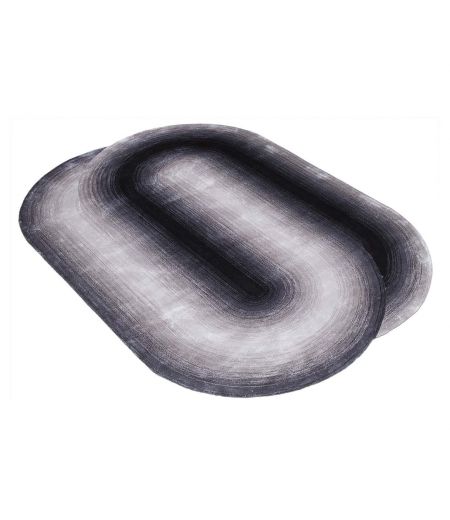 Tapis Ovale Noir et Gris Dégradés - Pure