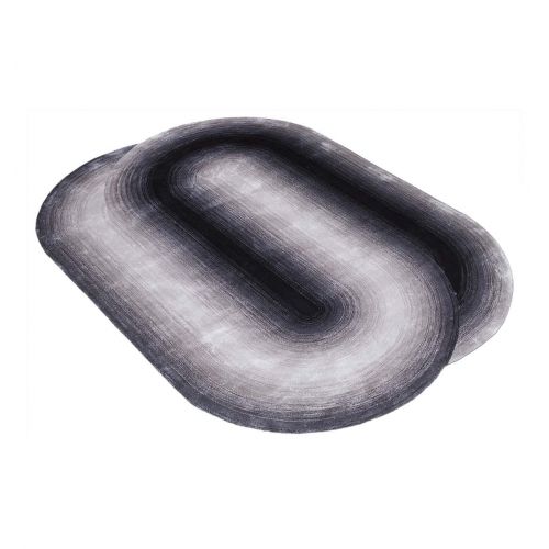 Tapis Ovale Noir et Gris Dégradés - Pure