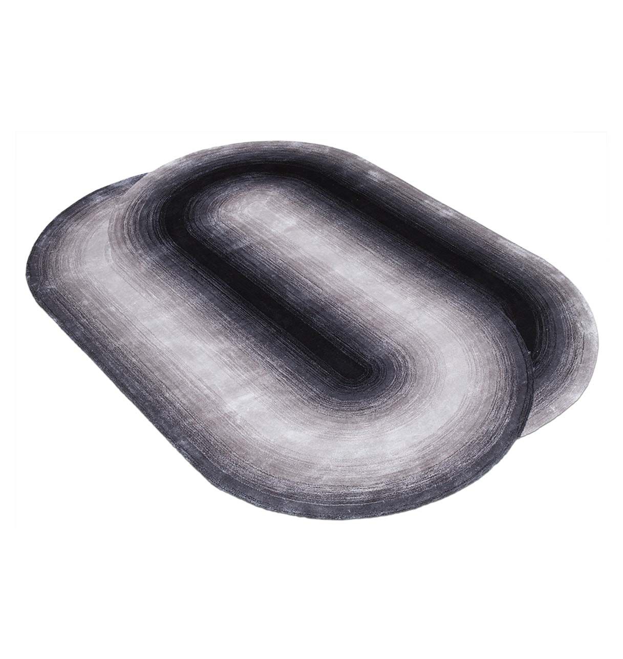 Tapis Ovale Noir et Gris Dégradés - Pure