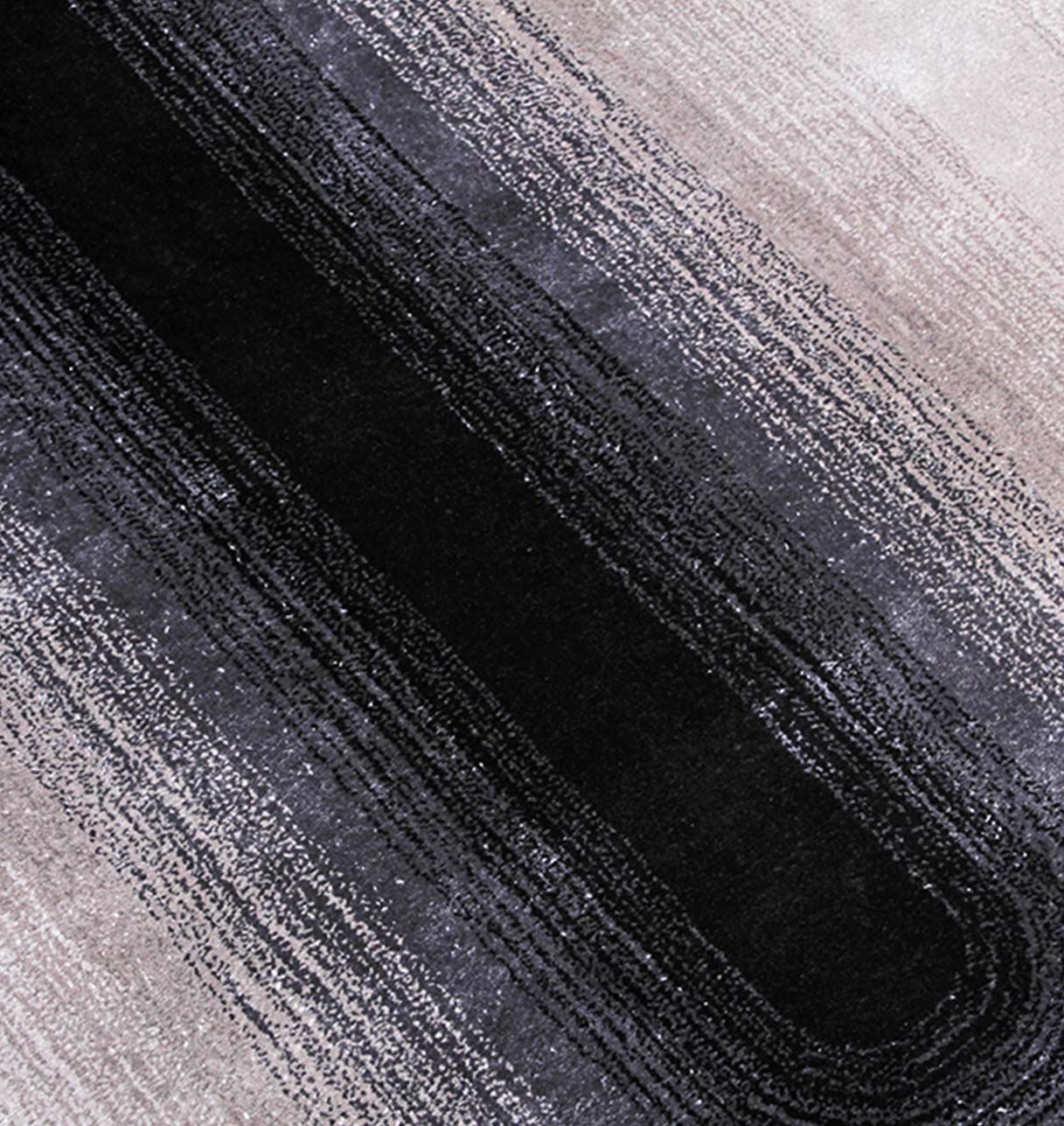 Tapis Ovale Noir et Gris Dégradés - Pure