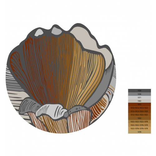 Tapis Rond Rouge, Orange et Gris - Essentiel