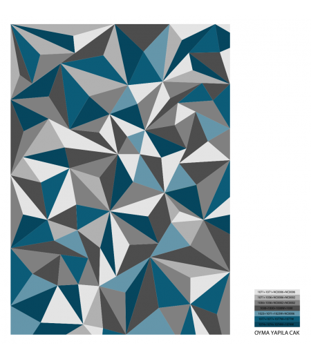 Alfombra rectangular de lana y viscosa - Celeste