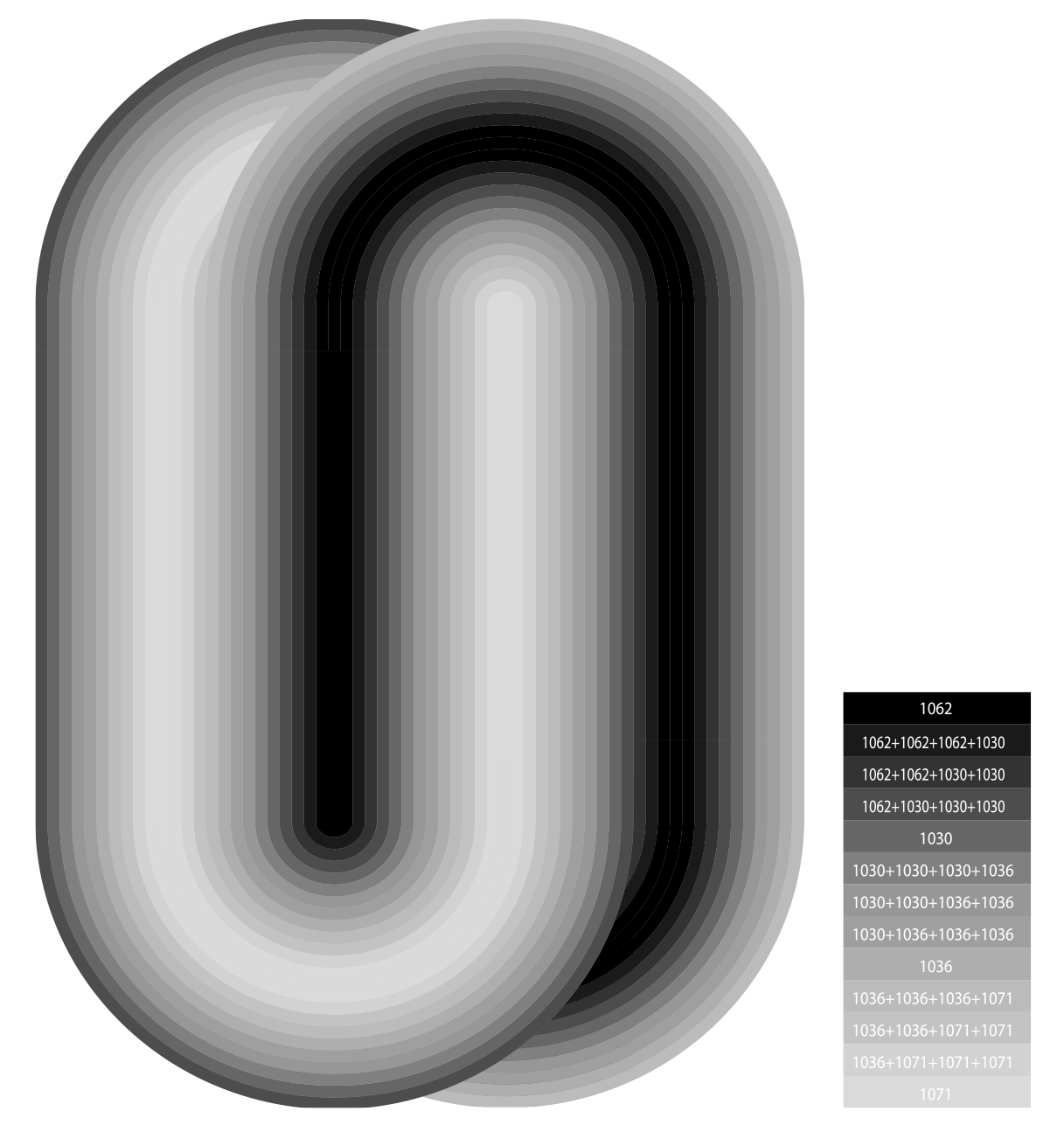 Alfombra redondeada negra y gris - Pure