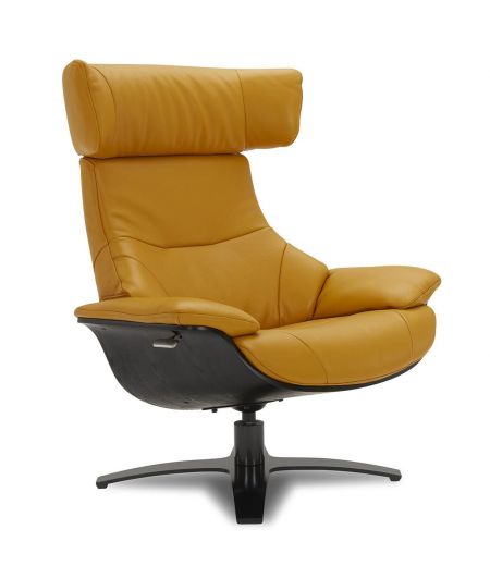 Fauteuil en cuir et chêne noir - Naos