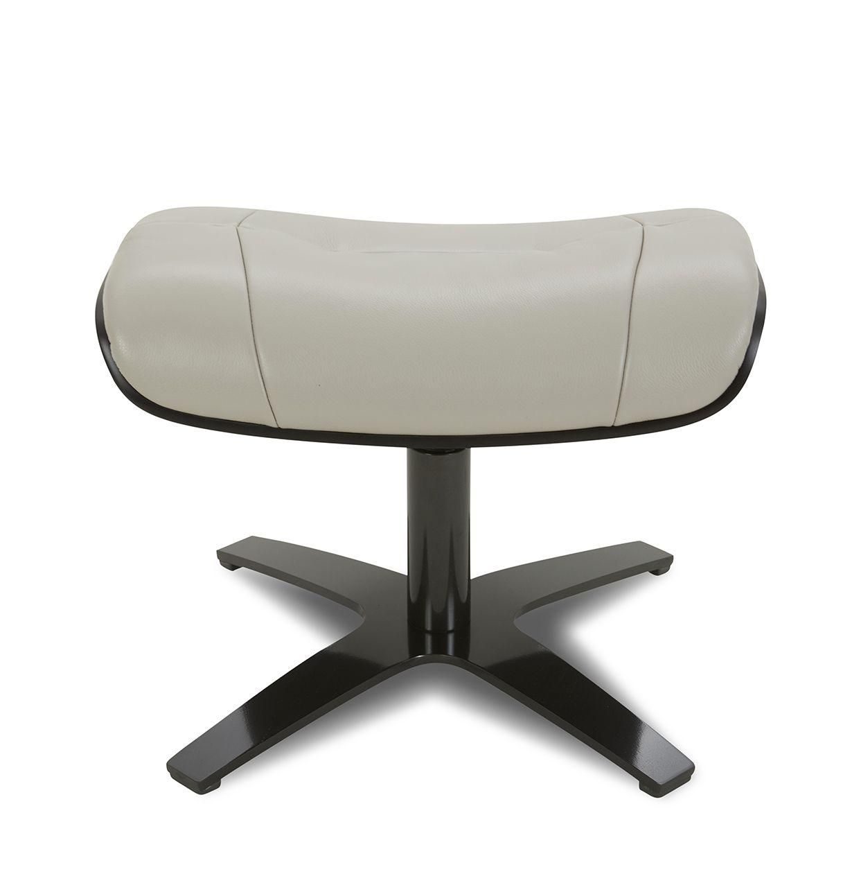 Pouf in leather and black oak - Naos