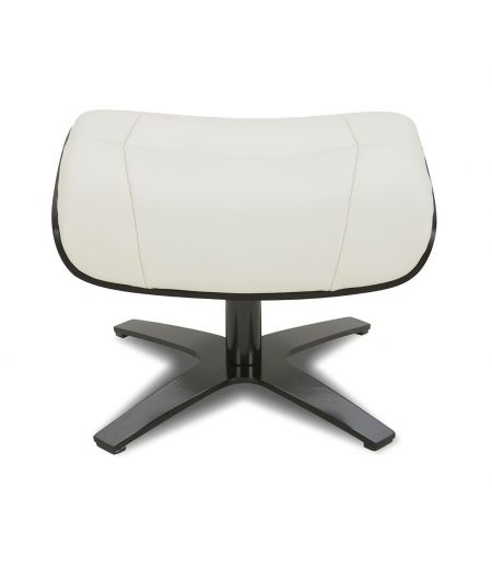 Pouf in leather and black oak - Naos - White