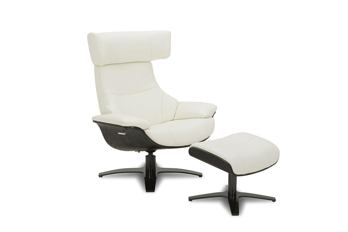 Pouf en cuir et chêne noir - Naos