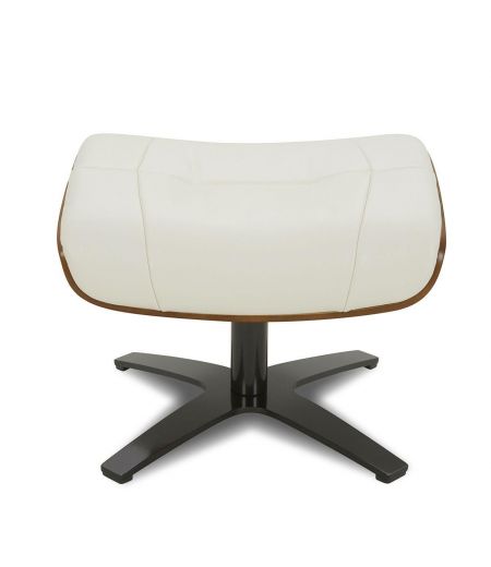 Pouf in leather and Natural oak - Naos