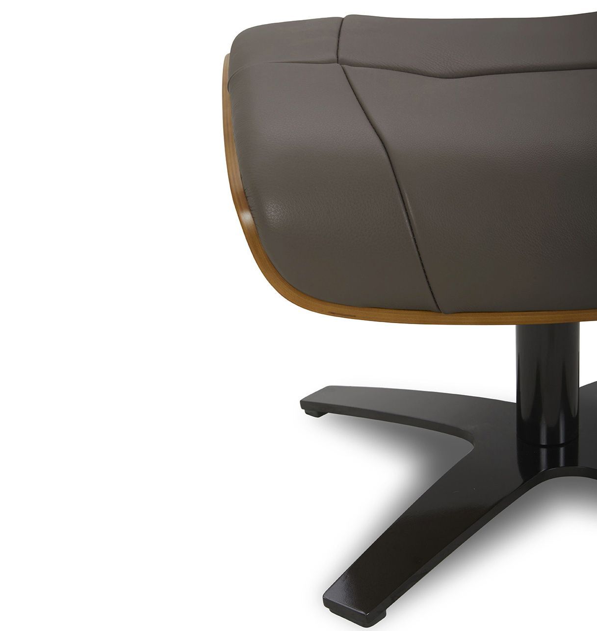 Pouf en cuir et chêne Naturel - Naos