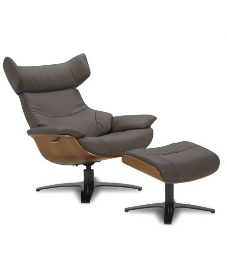 Puf en piel y roble natural - Naos